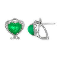 4.48 Ct.Tw. Emerald Natural Diamond Pave Earrings, 18K White Gold Image