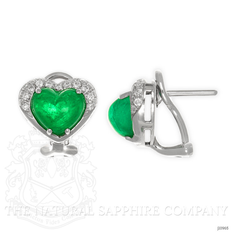 4.48 Ct.Tw. Emerald Natural Diamond Pave Earrings, 18K White Gold
