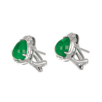 4.48 Ct.Tw. Emerald Natural Diamond Pave Earrings, 18K White Gold Image
