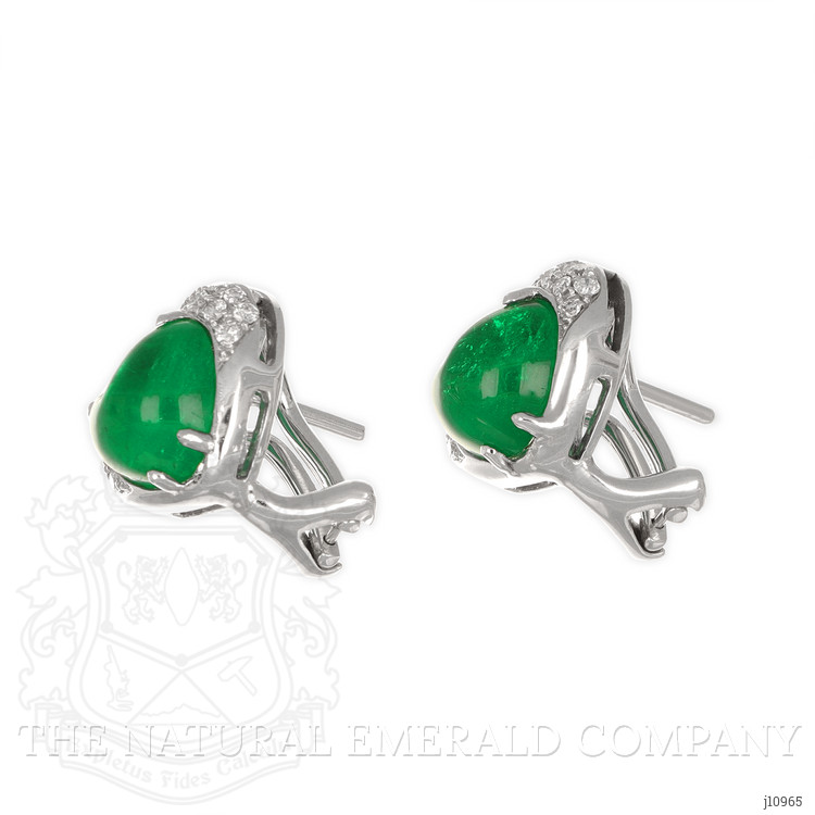 4.48 Ct.Tw. Emerald Natural Diamond Pave Earrings, 18K White Gold