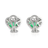 4.48 Ct.Tw. Emerald Natural Diamond Pave Earrings, 18K White Gold Image