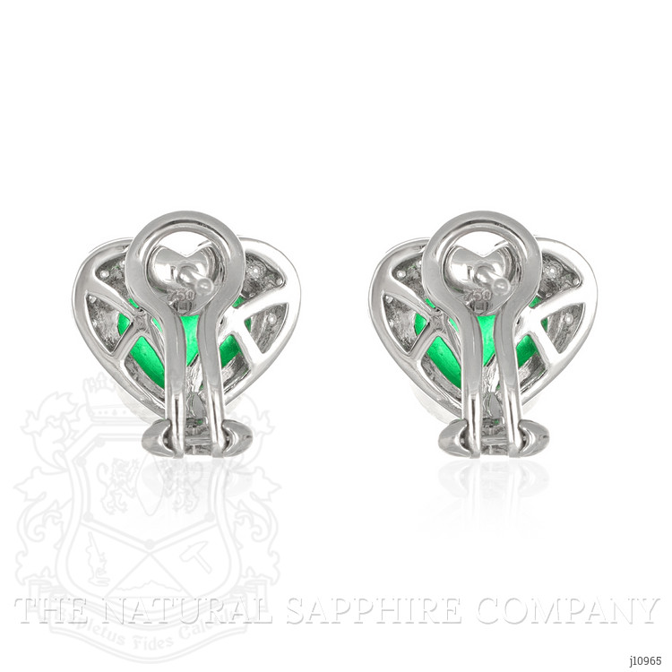 4.48 Ct.Tw. Emerald Natural Diamond Pave Earrings, 18K White Gold