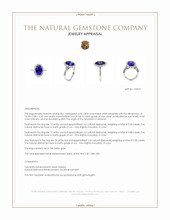 4.95 Ct. Violet Tanzanite and Natural Diamond Pave Ring, 18K White Gold Appraisal