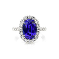 4.95 Ct. Tanzanite Natural Diamond Pave Ring, 18K White Gold Video