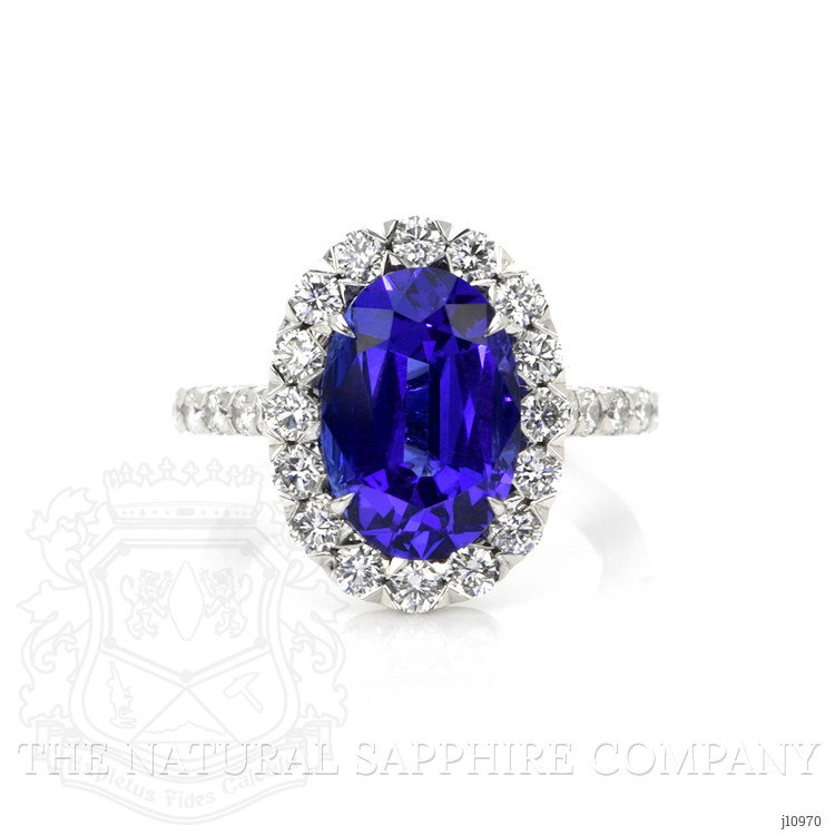 4.95 Ct. Tanzanite Natural Diamond Pave Ring, 18K White Gold