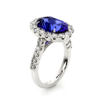 4.95 Ct. Tanzanite Natural Diamond Pave Ring, 18K White Gold Image