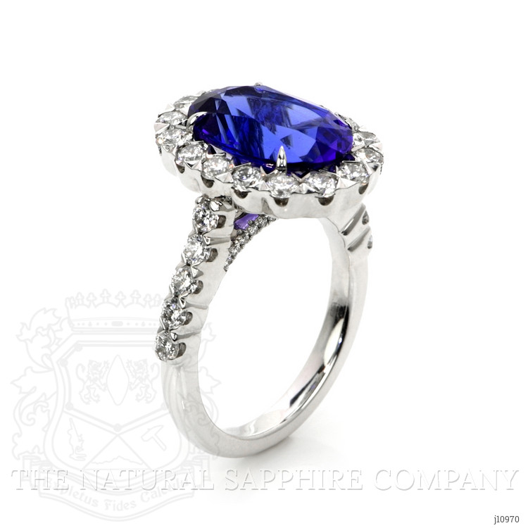 4.95 Ct. Tanzanite Natural Diamond Pave Ring, 18K White Gold