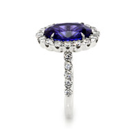 4.95 Ct. Tanzanite Natural Diamond Pave Ring, 18K White Gold Image