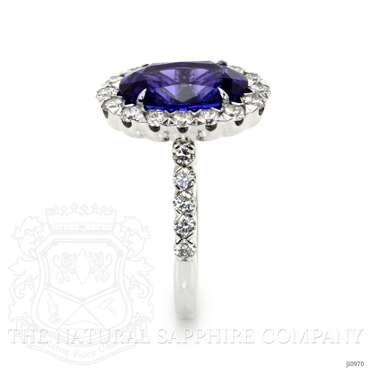 4.95 Ct. Tanzanite Natural Diamond Pave Ring, 18K White Gold