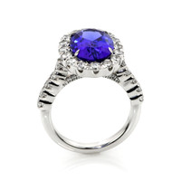 4.95 Ct. Tanzanite Natural Diamond Pave Ring, 18K White Gold Image