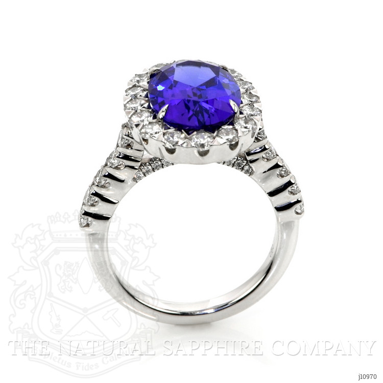 4.95 Ct. Tanzanite Natural Diamond Pave Ring, 18K White Gold