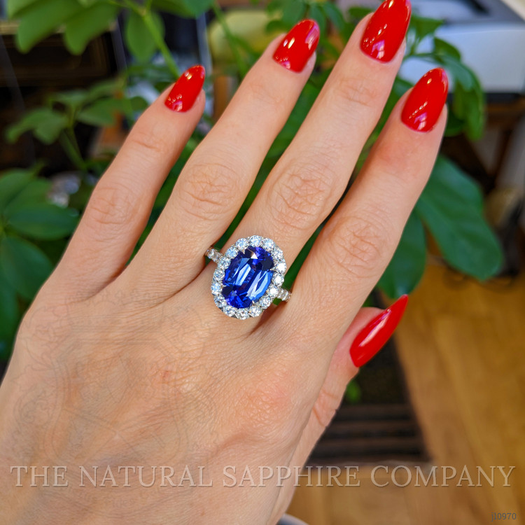 4.95 Ct. Tanzanite Natural Diamond Pave Ring, 18K White Gold