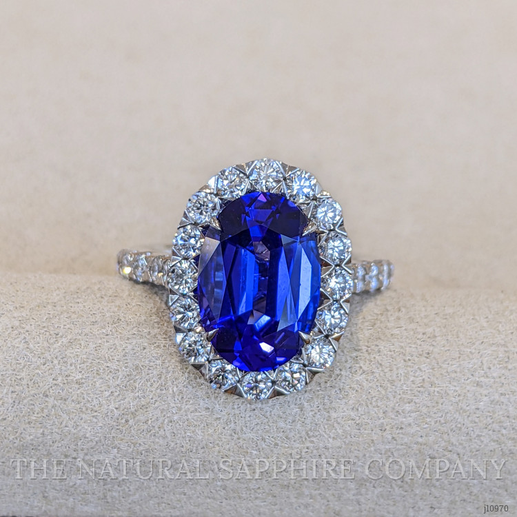 4.95 Ct. Tanzanite Natural Diamond Pave Ring, 18K White Gold