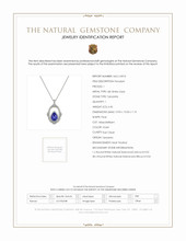 6.45 Ct. Tanzanite Natural Diamond Antique Style Pendant, 18K White Gold Scan Report