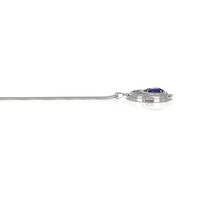 6.45 Ct. Tanzanite Natural Diamond Antique Style Pendant, 18K White Gold Image