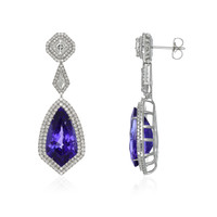 20.29 Ct.Tw. Tanzanite Natural Diamond Antique Style Earrings, 18K White Gold Image