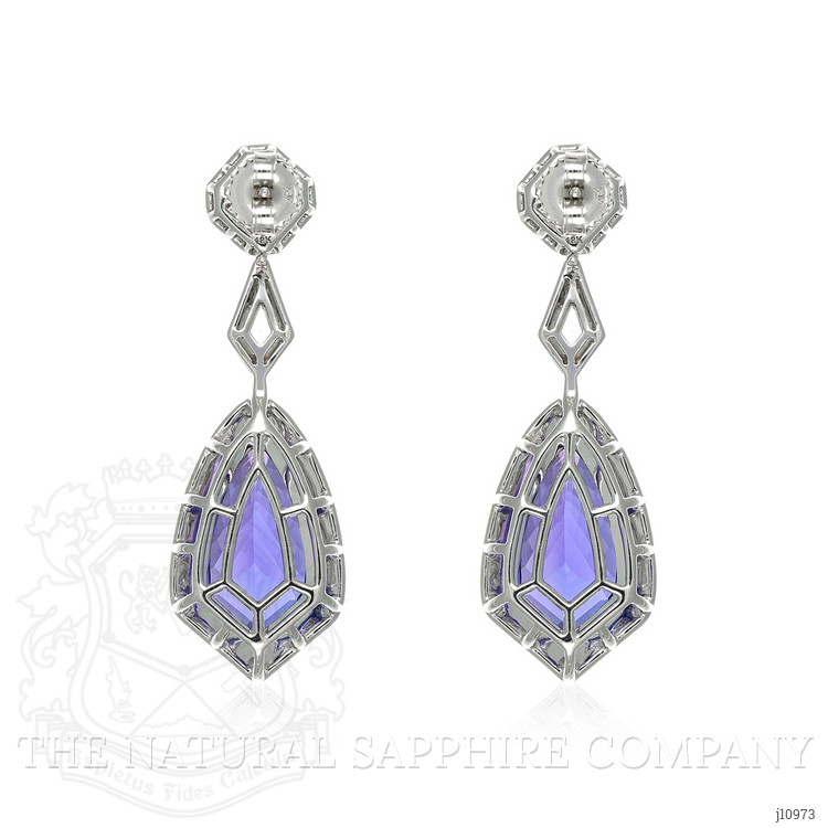 20.29 Ct.Tw. Tanzanite Natural Diamond Antique Style Earrings, 18K White Gold