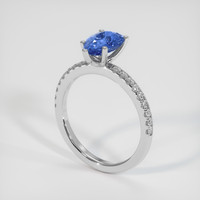 2.03 Ct. Blue Sapphire Pave Ring, Platinum 950 Image