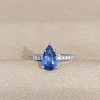 2.03 Ct. Blue Sapphire Pave Ring, Platinum 950 Life Style