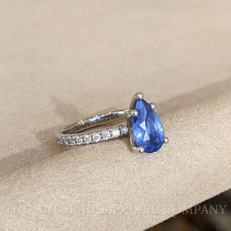 2.03 Ct. Blue Sapphire Pave Ring, Platinum 950