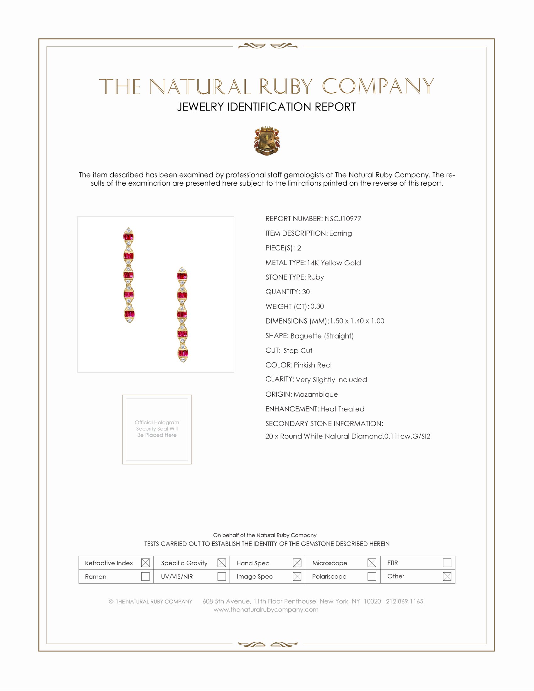 0.30 Ct.Tw. Pinkish Red Ruby and Natural Diamond Drops Earrings, 14K Yellow Gold