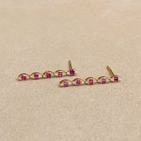 0.30 Ct.Tw. Ruby Natural Diamond Drops Earrings, 14K Yellow Gold Image