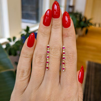 0.30 Ct.Tw. Ruby Natural Diamond Drops Earrings, 14K Yellow Gold Life Style