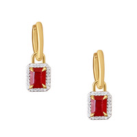 1.33 Ct.Tw. Ruby Natural Diamond Pave Earrings, 14K Yellow Gold Image