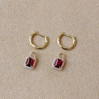 1.33 Ct.Tw. Ruby Natural Diamond Pave Earrings, 14K Yellow Gold Image