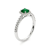0.53 Ct. Emerald Natural Diamond Pave Ring, 18K White Gold Image