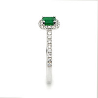 0.53 Ct. Emerald Natural Diamond Pave Ring, 18K White Gold Image