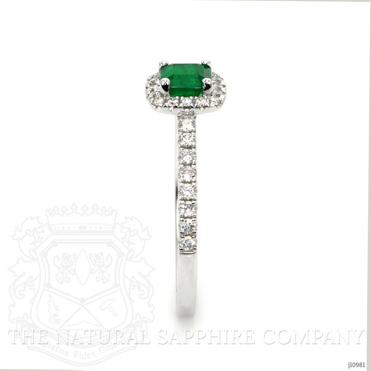 0.53 Ct. Emerald Natural Diamond Pave Ring, 18K White Gold