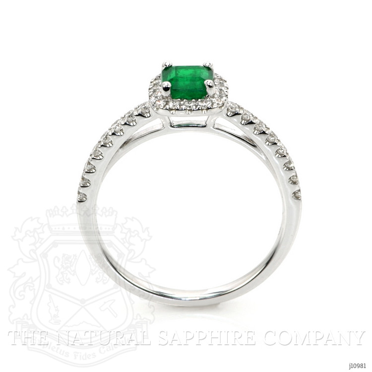 0.53 Ct. Emerald Natural Diamond Pave Ring, 18K White Gold