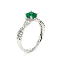 0.77 Ct. Emerald Natural Diamond Pave Ring, 18K White Gold Image