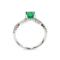 0.77 Ct. Emerald Natural Diamond Pave Ring, 18K White Gold Image