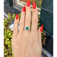 1.02 Ct. Emerald Natural Diamond Pave Ring, Platinum 950 Life Style