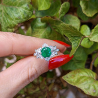 1.02 Ct. Emerald Natural Diamond Pave Ring, Platinum 950 Life Style