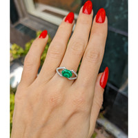 1.00 Ct. Emerald Natural Diamond Pave Ring, 18K White Gold Life Style