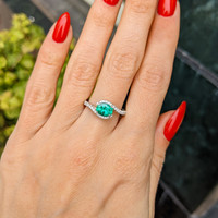 1.00 Ct. Emerald Natural Diamond Pave Ring, 18K White Gold Life Style