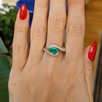 1.00 Ct. Emerald Natural Diamond Pave Ring, 18K White Gold Life Style