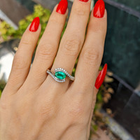 1.00 Ct. Emerald Natural Diamond Pave Ring, 18K White Gold Life Style