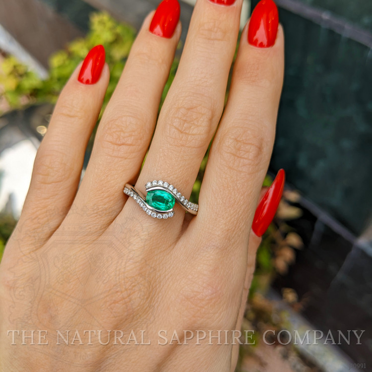 1.00 Ct. Emerald Natural Diamond Pave Ring, 18K White Gold