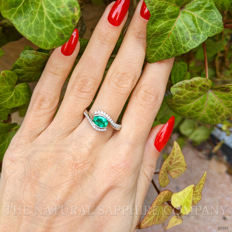 1.00 Ct. Emerald Natural Diamond Pave Ring, 18K White Gold