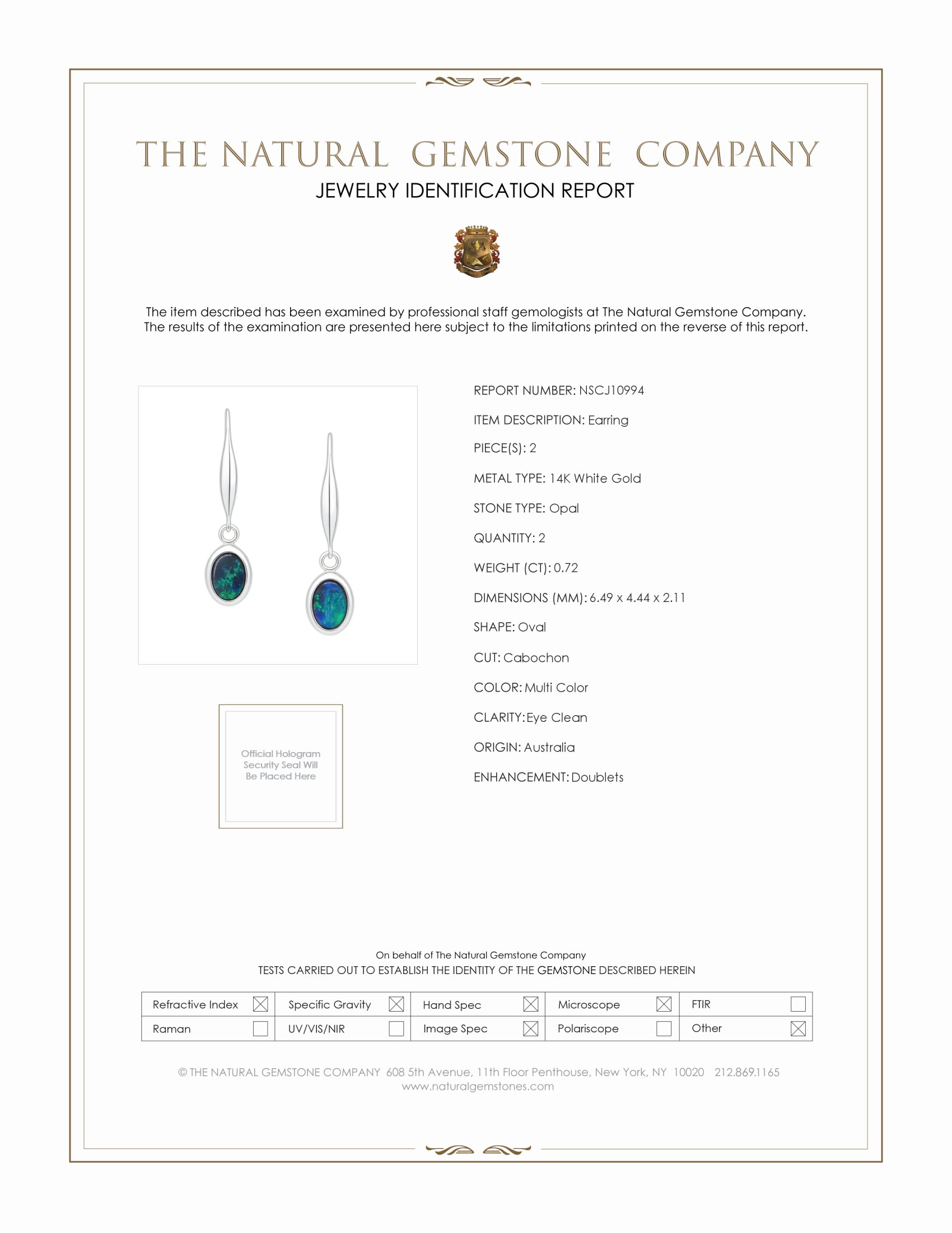 0.72 Ct.Tw. Opal Bezel Earrings, 14K White Gold