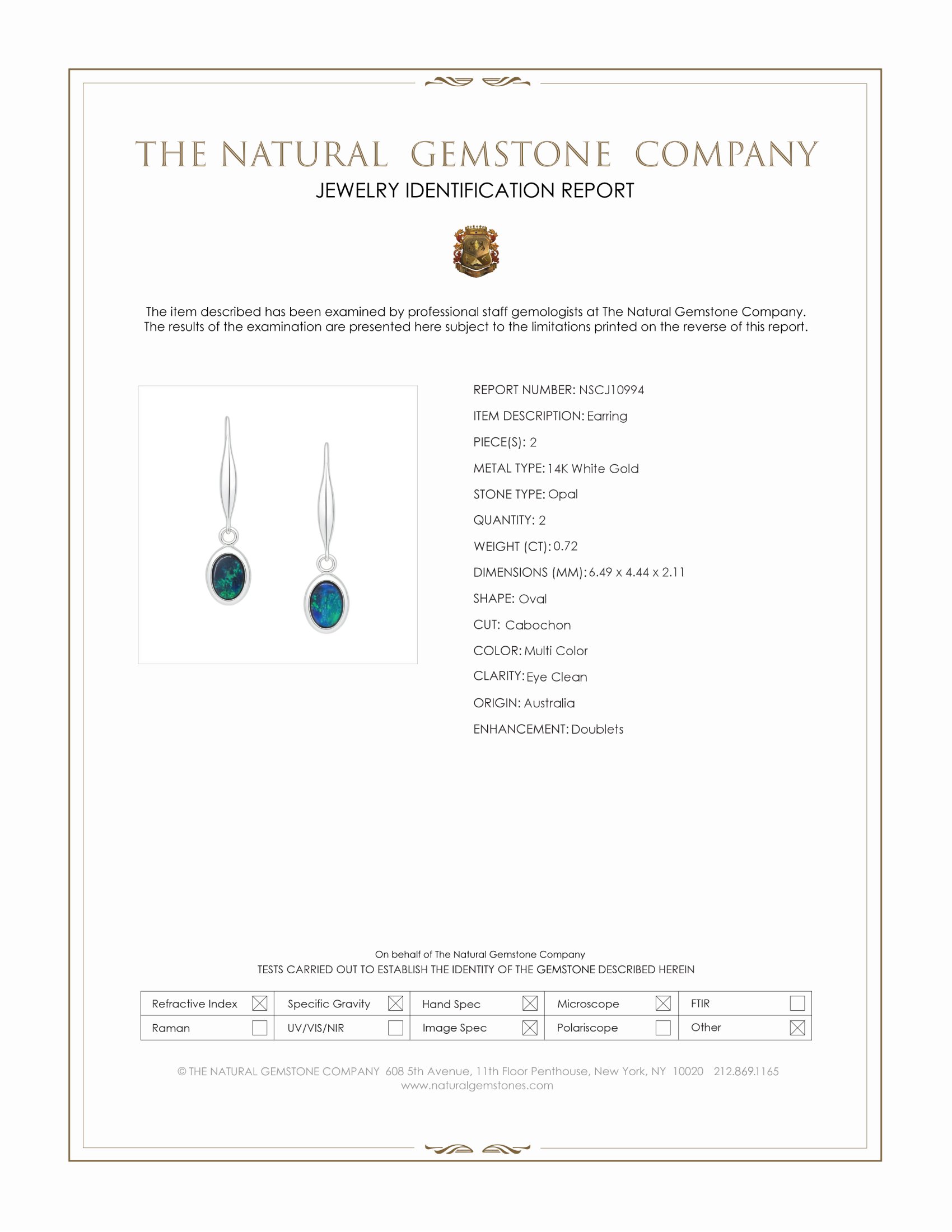 0.72 Ct.Tw. Multi Color Opal Bezel Earrings, 14K White Gold