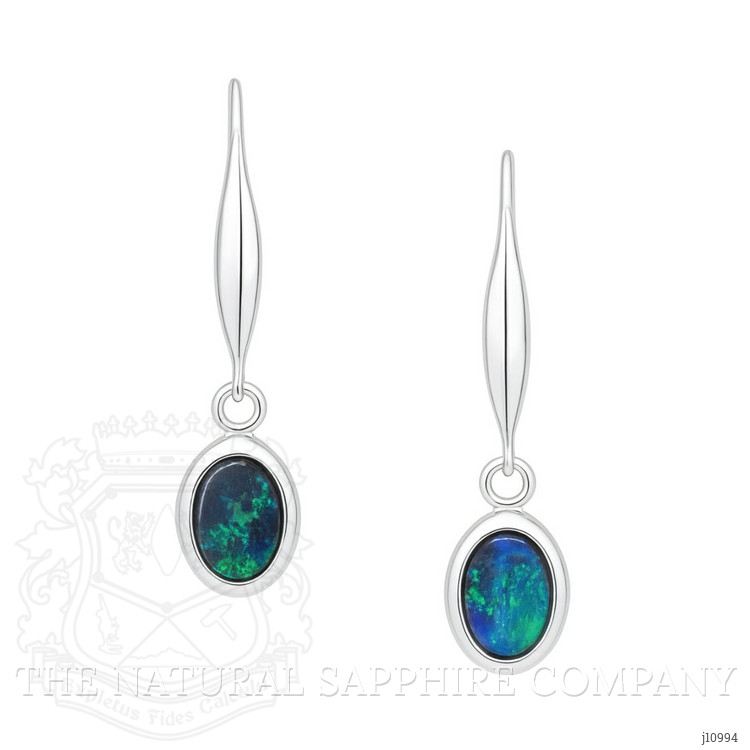0.72 Ct.Tw. Opal Bezel Earrings, 14K White Gold