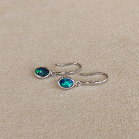0.72 Ct.Tw.Total Carat Weight Opal Bezel Earrings, 14K White Gold Image