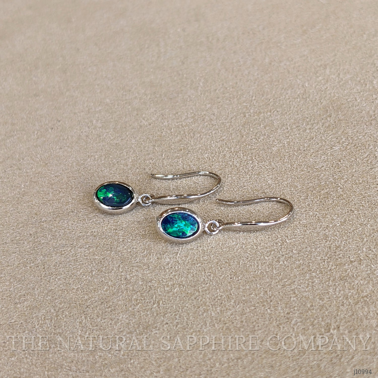 0.72 Ct.Tw. Opal Bezel Earrings, 14K White Gold