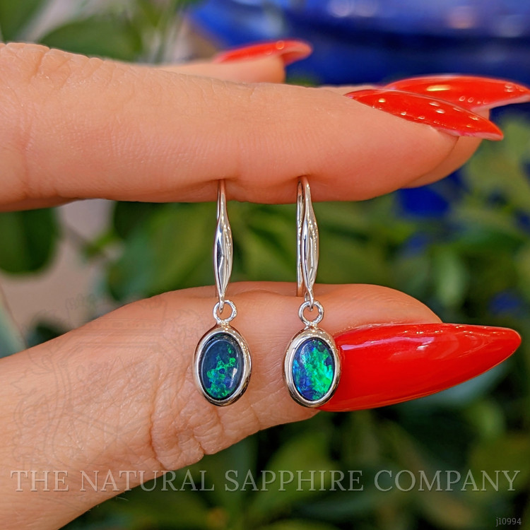 0.72 Ct.Tw. Opal Bezel Earrings, 14K White Gold