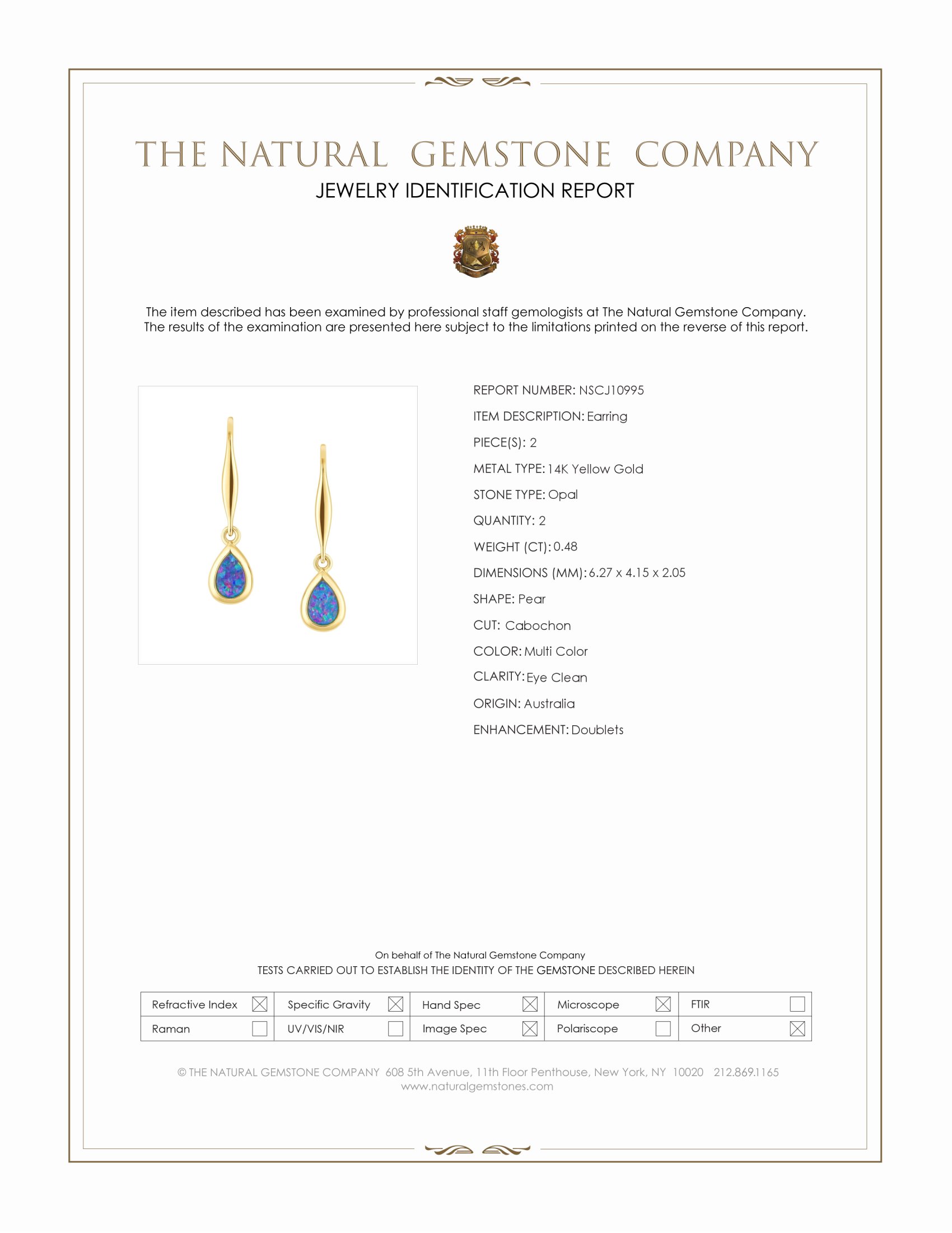 0.48 Ct.Tw. Multi Color Opal Bezel Earrings, 14K Yellow Gold